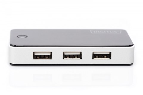HUB/Koncentrator 7-portowy USB 2.0 HighSpeed, aktywny, czarno-srebrny HUB/Koncentrator 7-portowy USB 2.0 HighSpeed, aktywny, czarno-srebrny