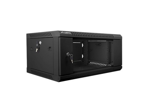 Szafa instalacyjna wisząca 19'' 4U 600X450mm czarna (drzwi szklane) Szafa instalacyjna wisząca 19'' 4U 600X450mm czarna (drzwi szklane)