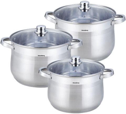 ZESTAW 3 DUŻYCH GARNKÓW KLAUSBERG 10/13/16L KB-7178 ZESTAW 3 DUŻYCH GARNKÓW KLAUSBERG 10/13/16L KB-7178