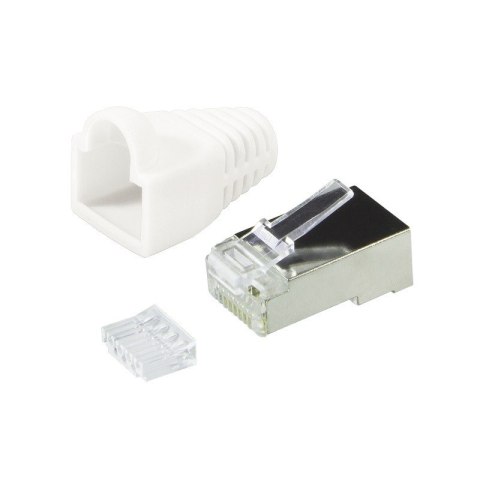 Wtyki RJ45 CAT.6 z osłoną, 100szt. ekranowane, biały Wtyki RJ45 CAT.6 z osłoną, 100szt. ekranowane, biały