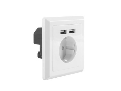 Gniazdko podtynkowe 230V pojedyncze + 2x USB 2.1A schuko Gniazdko podtynkowe 230V pojedyncze + 2x USB 2.1A schuko