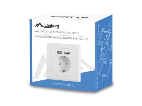 Gniazdko podtynkowe 230V pojedyncze + 2x USB 2.1A schuko Gniazdko podtynkowe 230V pojedyncze + 2x USB 2.1A schuko