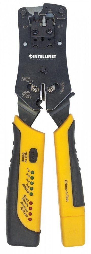 Zaciskarka wtyków RJ411/RJ12/RJ22/RJ45 z testerem okablowania Zaciskarka wtyków RJ411/RJ12/RJ22/RJ45 z testerem okablowania