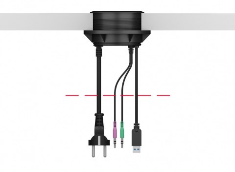 Hub biurkowy IB-HUB1430 80 mm, 4x USB 3.0 Type-A, Audio in /out, kontakt 220V Hub biurkowy IB-HUB1430 80 mm, 4x USB 3.0 Type-A, Audio in /out, kontakt 220V