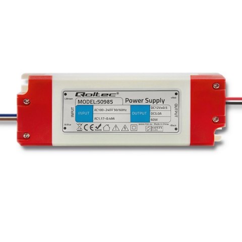 Zasilacz impulsowy LED IP20 | 60W | 12V | 5A Zasilacz impulsowy LED IP20 | 60W | 12V | 5A