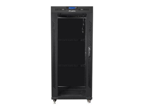 Szafa instalacyjna rack stojąca 19 27U 600x600 czarna, drzwi szklane LCD (Flat pack) Szafa instalacyjna rack stojąca 19 27U 600x600 czarna, drzwi szklane LCD (Flat pack)