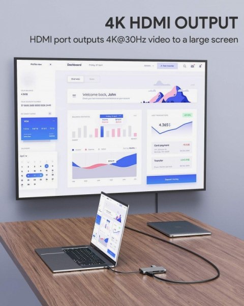 CB-C91 aluminiowy HUB USB-C | 8w1 | RJ45 Ethernet 10/100/1000Mbps | 3xUSB 3.1 | HDMI 4k@30Hz | SD i micro SD | USB-C Power Deliv CB-C91 aluminiowy HUB USB-C | 8w1 | RJ45 Ethernet 10/100/1000Mbps | 3xUSB 3.1 | HDMI 4k@30Hz | SD i micro SD | USB-C Power Deliv