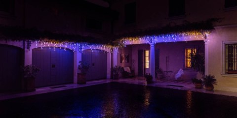 Inteligentne lampki sople Icicle 190 RGB LED, 5x0,5 m, IP44, przezroczysty przewód