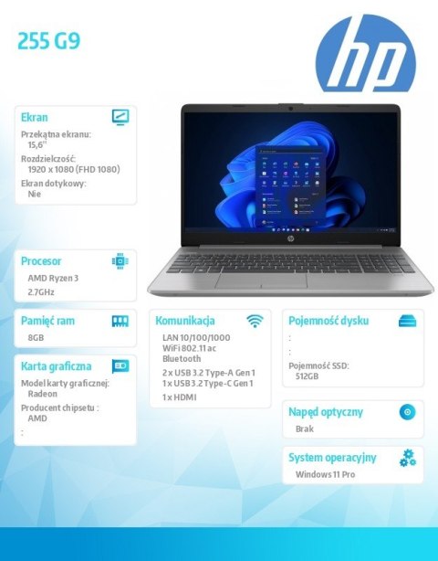 Notebook 255 G9 R3-5425U 512GB/8GB/W11P/15,6 6F2C4EA Notebook 255 G9 R3-5425U 512GB/8GB/W11P/15,6 6F2C4EA
