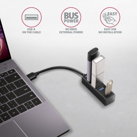 HUE-M1A Hub 4-portowy Mini metalowy USB 3.2 Gen 1, 20cm USB-A kabel HUE-M1A Hub 4-portowy Mini metalowy USB 3.2 Gen 1, 20cm USB-A kabel