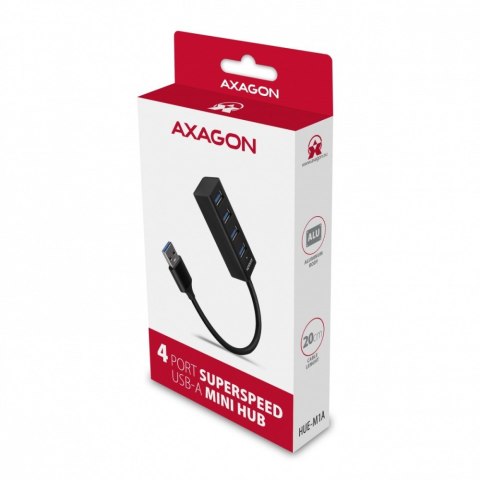 HUE-M1A Hub 4-portowy Mini metalowy USB 3.2 Gen 1, 20cm USB-A kabel HUE-M1A Hub 4-portowy Mini metalowy USB 3.2 Gen 1, 20cm USB-A kabel