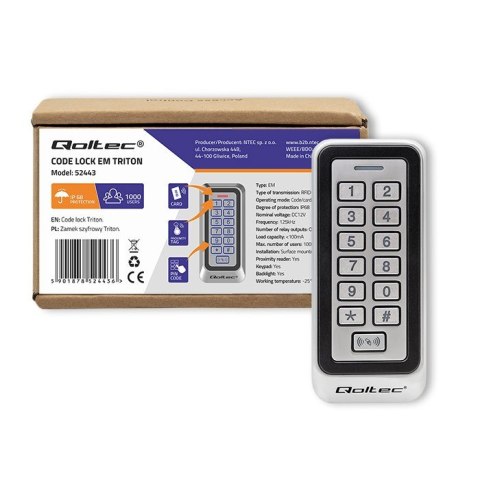 Zamek szyfrowy TRITON z czytnikiem RFID | kod | karta | brelok | IP68 | EM Zamek szyfrowy TRITON z czytnikiem RFID | kod | karta | brelok | IP68 | EM