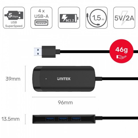 HUB USB-C; 4x USB-A 3.1; kabel 150cm; H1111E HUB USB-C; 4x USB-A 3.1; kabel 150cm; H1111E