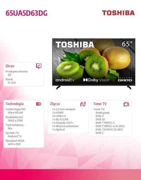 Telewizor LED 65 cali 65UA5D63DG