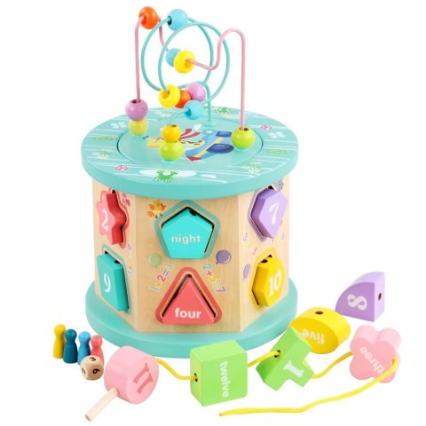 Drewniana multikostka edukacyjna 4w1 dla dzieci- sorter przeplatanka planszówka Drewniana multikostka edukacyjna 4w1 dla dzieci- sorter przeplatanka planszówka