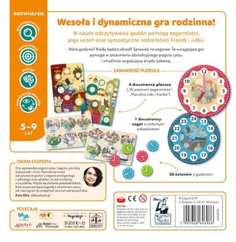 Gra edukacyjna "Zegar" dla dzieci 5-9 lat + Nauka odczytywania czasu i pór dnia + Gra planszowa dla 2-4 osób Gra edukacyjna "Zegar" dla dzieci 5-9 lat + Nauka odczytywania czasu i pór dnia + Gra planszowa dla 2-4 osób