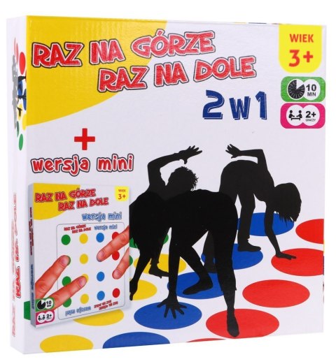 Raz na Górze Raz na Dole 2w1 dla dzieci 3+ Gra zręcznościowa + Mata z kółkami + Tarcza do losowania + Mini wersja na palce Raz na Górze Raz na Dole 2w1 dla dzieci 3+ Gra zręcznościowa + Mata z kółkami + Tarcza do losowania + Mini wersja na palce