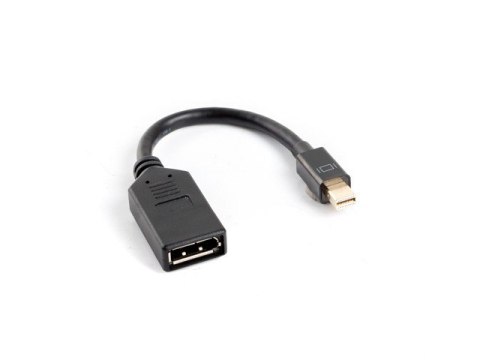 Adapter mini Displayport (M) -> DisplayPort (F) na kablu 10cm czarny Adapter mini Displayport (M) -> DisplayPort (F) na kablu 10cm czarny