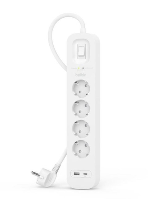 Listwa przeciwprzepięciowa SurgePlus 4x schuko 1xUSB-A 1xUSB-C 525J 2m Listwa przeciwprzepięciowa SurgePlus 4x schuko 1xUSB-A 1xUSB-C 525J 2m