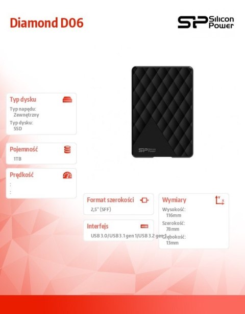 Dysk SSD Diamond D06 1TB USB 3.2 czarny Dysk SSD Diamond D06 1TB USB 3.2 czarny