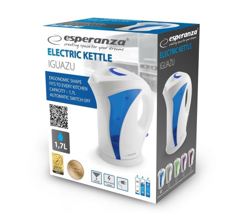 Czajnik elektryczny Esperanza Iguazu EKK018B (2200W 1.8l; kolor niebieski) Czajnik elektryczny Esperanza Iguazu EKK018B (2200W 1.8l; kolor niebieski)