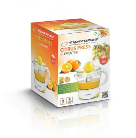 Wyciskarka wolnoobrotowa do cytrusów Esperanza Clementine EKJ001Y (25W; 0,75l; kolor żółty) Wyciskarka wolnoobrotowa do cytrusów Esperanza Clementine EKJ001Y (25W; 0,75l; kolor żółty)
