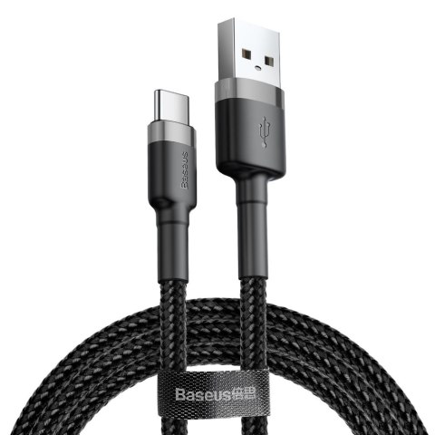 Kabel Baseus Cafule CATKLF-CG1 (USB 2.0 - USB typu C ; 2m; kolor szaro-czarny) Kabel Baseus Cafule CATKLF-CG1 (USB 2.0 - USB typu C ; 2m; kolor szaro-czarny)