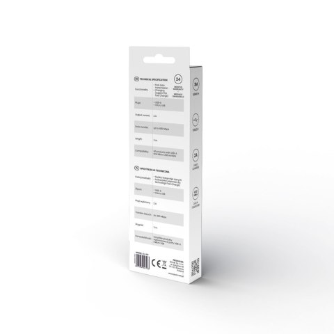 SAVIO KABEL USB-A - MICRO USB, 3 M, BIAŁY, CL-167 SAVIO KABEL USB-A - MICRO USB, 3 M, BIAŁY, CL-167