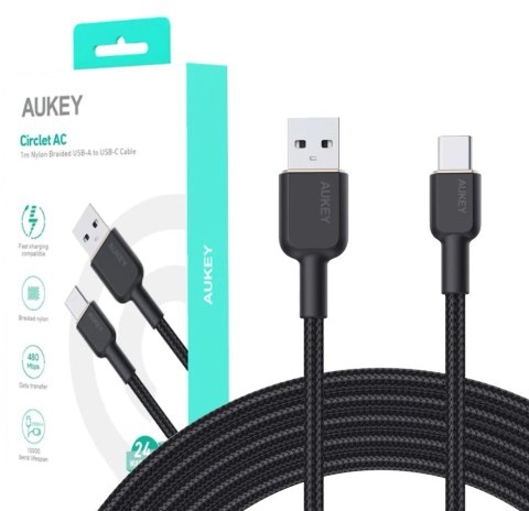 AUKEY CB-NAC1 KABEL USB-C QC PD 1M 3A 60W NYLON AUKEY CB-NAC1 KABEL USB-C QC PD 1M 3A 60W NYLON