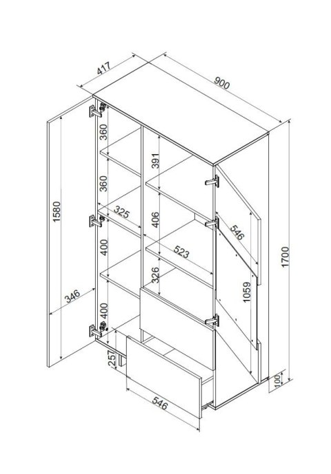 Witryna ALMA 90x41,5xH170 kaszmir Witryna ALMA 90x41,5xH170 kaszmir