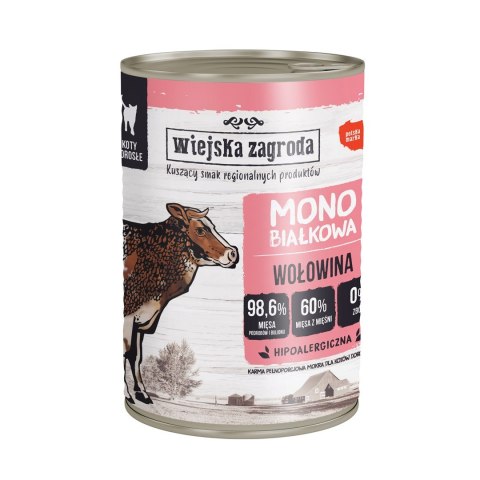 Wiejska Zagroda Monobiałkowa dla kota Wołowina 400g Wiejska Zagroda Monobiałkowa dla kota Wołowina 400g