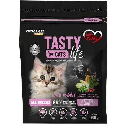 BIOFEED TASTY CATS LIFE KITTEN WITH RABBIT 600G BIOFEED TASTY CATS LIFE KITTEN WITH RABBIT 600G