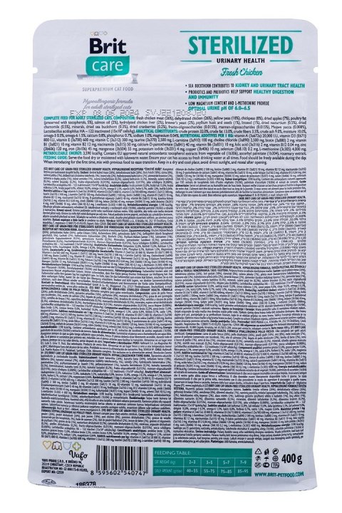 Brit Care Cat Grain-Free Sterilized Urinary - sucha karma dla kota - 400 g Brit Care Cat Grain-Free Sterilized Urinary - sucha karma dla kota - 400 g