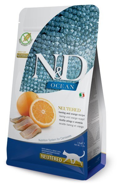 FARMINA N&D Cat Ocean Herring&Orange Neutered - sucha karma dla kota - 300g FARMINA N&D Cat Ocean Herring&Orange Neutered - sucha karma dla kota - 300g