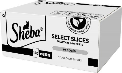 SHEBA Selection Select Slices Drobiowe smaki w sosie - Mokra karma dla kota 120x85g SHEBA Selection Select Slices Drobiowe smaki w sosie - Mokra karma dla kota 120x85g