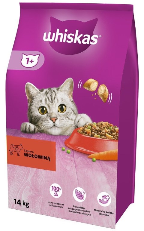 WHISKAS z Pyszną Wołowiną - sucha karma dla kota powyżej 1 roku życia - 14 kg WHISKAS z Pyszną Wołowiną - sucha karma dla kota powyżej 1 roku życia - 14 kg