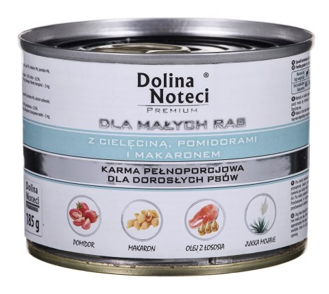 DOLINA NOTECI Premium z Cielęciną, pomidorami i makaronem - mokra karma dla psów dorosłych ras małych - 185g DOLINA NOTECI Premium z Cielęciną, pomidorami i makaronem - mokra karma dla psów dorosłych ras małych - 185g
