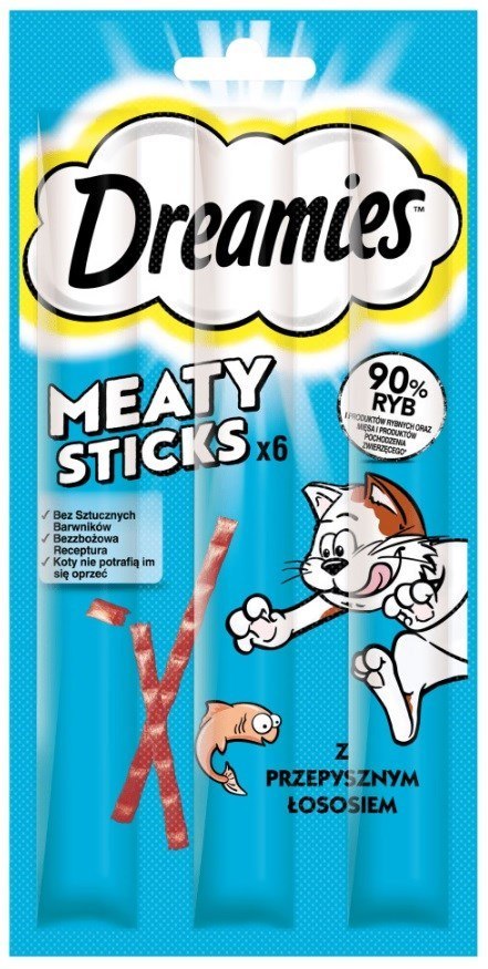 DREAMIES Meaty Sticks Łosoś - przysmak dla kota - 30 g DREAMIES Meaty Sticks Łosoś - przysmak dla kota - 30 g