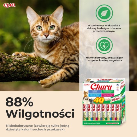 INABA CAT CHURU VARIETIES tuńczyk - przysmak dla kota 40x14 g INABA CAT CHURU VARIETIES tuńczyk - przysmak dla kota 40x14 g