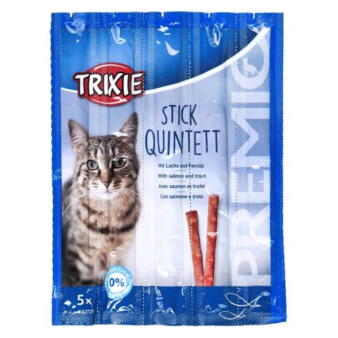 TRIXIE Stick Quintett Premio Paluszki z łososiem i pstrągiem - przysmak dla kota - 5x5 g TRIXIE Stick Quintett Premio Paluszki z łososiem i pstrągiem - przysmak dla kota - 5x5 g