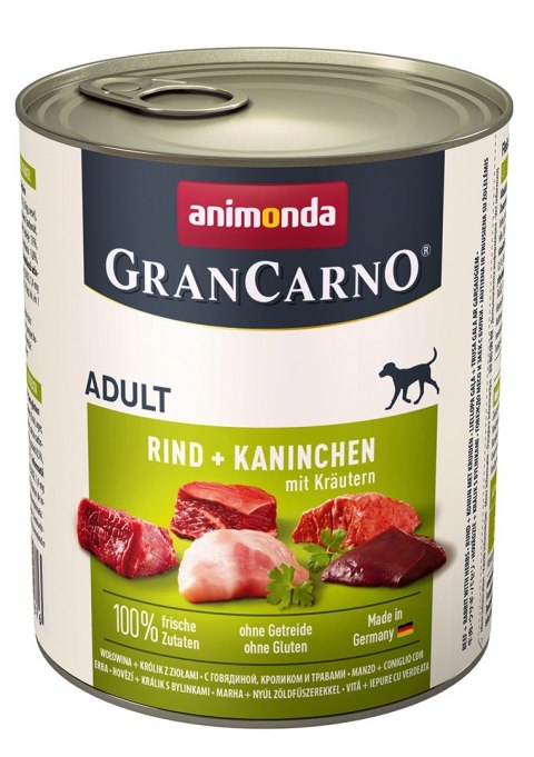 ANIMONDA Grancarno Adult wołowina, królik i zioła - mokra karma dla psa - 800g ANIMONDA Grancarno Adult wołowina, królik i zioła - mokra karma dla psa - 800g