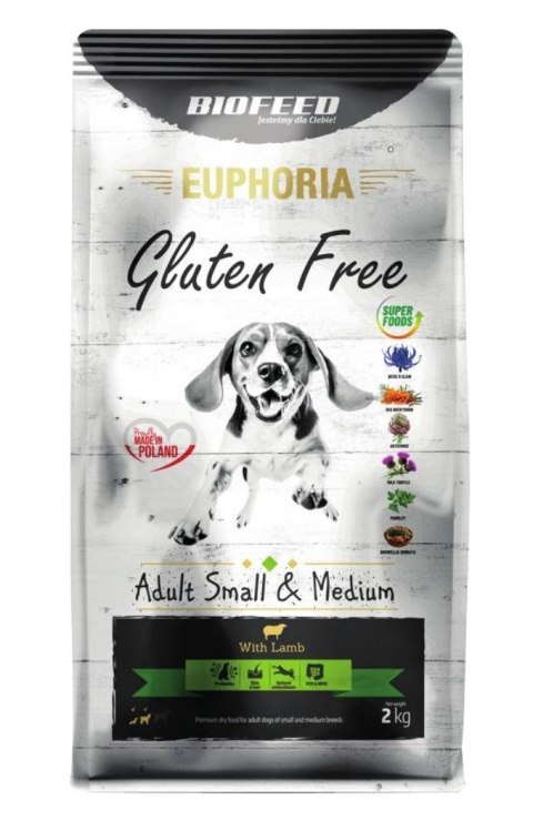 BIOFEED Euphoria G-F psy SMALL&MID jagnięcina 2kg BIOFEED Euphoria G-F psy SMALL&MID jagnięcina 2kg
