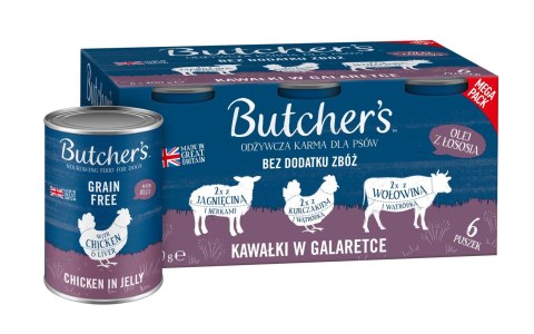 Butcher's Original Recipe in Jelly mix smaków z wątróbką lub nerkami kawałki w galaretce karma dla psa 6 x 400g Butcher's Original Recipe in Jelly mix smaków z wątróbką lub nerkami kawałki w galaretce karma dla psa 6 x 400g