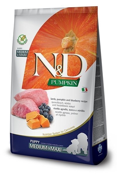 FARMINA N&D Pumpkin Lamb & Blueberry Puppy Medium & Maxi - sucha karma dla szczeniąt - 2,5kg FARMINA N&D Pumpkin Lamb & Blueberry Puppy Medium & Maxi - sucha karma dla szczeniąt - 2,5kg