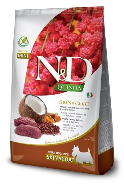 FARMINA N&D Quinoa Dog Skin&Coat Venison, Coconut Adult Mini - sucha karma dla psa - 2.5 kg FARMINA N&D Quinoa Dog Skin&Coat Venison, Coconut Adult Mini - sucha karma dla psa - 2.5 kg