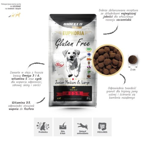 BIOFEED Euphoria G-F MID&MAXI wołowina 2kg BIOFEED Euphoria G-F MID&MAXI wołowina 2kg