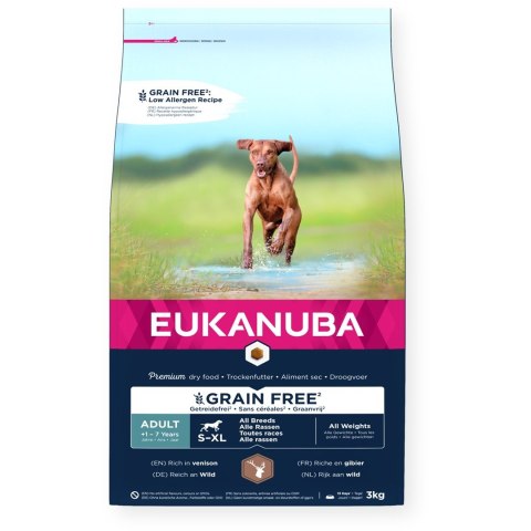 EUKANUBA dorosły wszystkie rasy bez zbóż dziczyzna - sucha karma dla psa - 3 kg EUKANUBA dorosły wszystkie rasy bez zbóż dziczyzna - sucha karma dla psa - 3 kg
