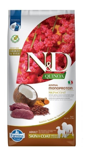 FARMINA N&D Quinoa Dog Skin&Coat Venison&Coconut Adult Medium&Maxi - sucha karma dla psa - 7 kg FARMINA N&D Quinoa Dog Skin&Coat Venison&Coconut Adult Medium&Maxi - sucha karma dla psa - 7 kg