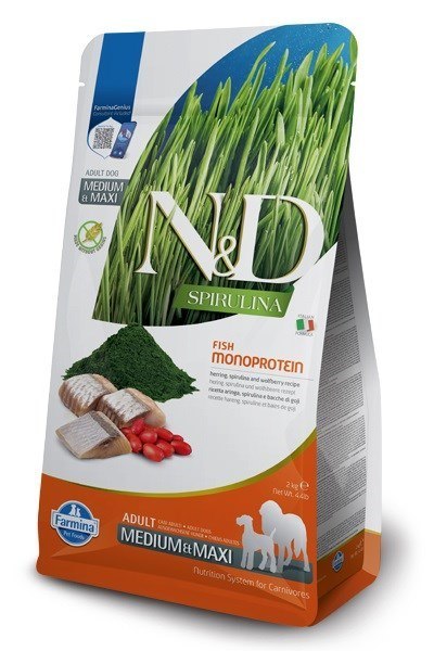 FARMINA N&D Spirulina Herring Adult Medium&Maxi - sucha karma dla psa - 7 kg FARMINA N&D Spirulina Herring Adult Medium&Maxi - sucha karma dla psa - 7 kg