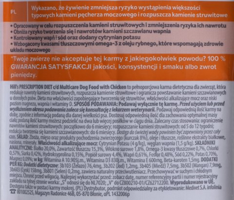 HILL'S Prescription Diet Urinary Care c/d Multicare Canine - sucha karma dla psa - 1,5 kg HILL'S Prescription Diet Urinary Care c/d Multicare Canine - sucha karma dla psa - 1,5 kg